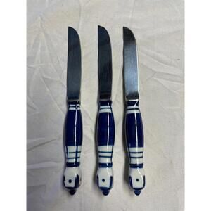 Set of 3 VTG Rosenthal Studio Line Siena Grill Blue steak knives Bjørn Wiinblad